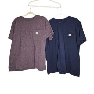 Carhartt Loose Fit Pocket T-Shirts XXL Brown & Navy Basics‎ Set of Two Workwear